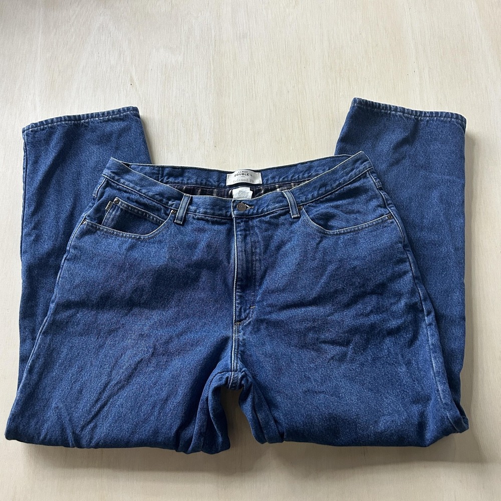 LL Bean Double L Jeans Mens 40x30 Blue Denim Relaxed Straight Flannel Lined
